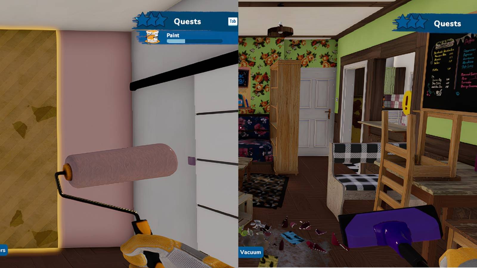 A grid of the painting and vacuum tools in House Flipper 2.