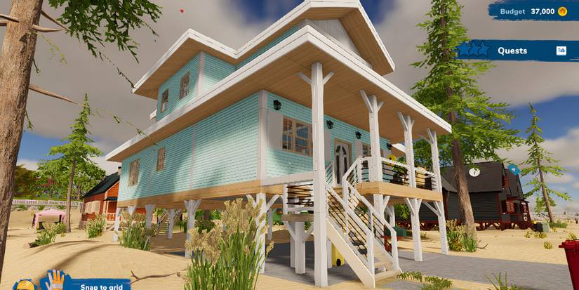 A blue seaside house in House Flipper 2
