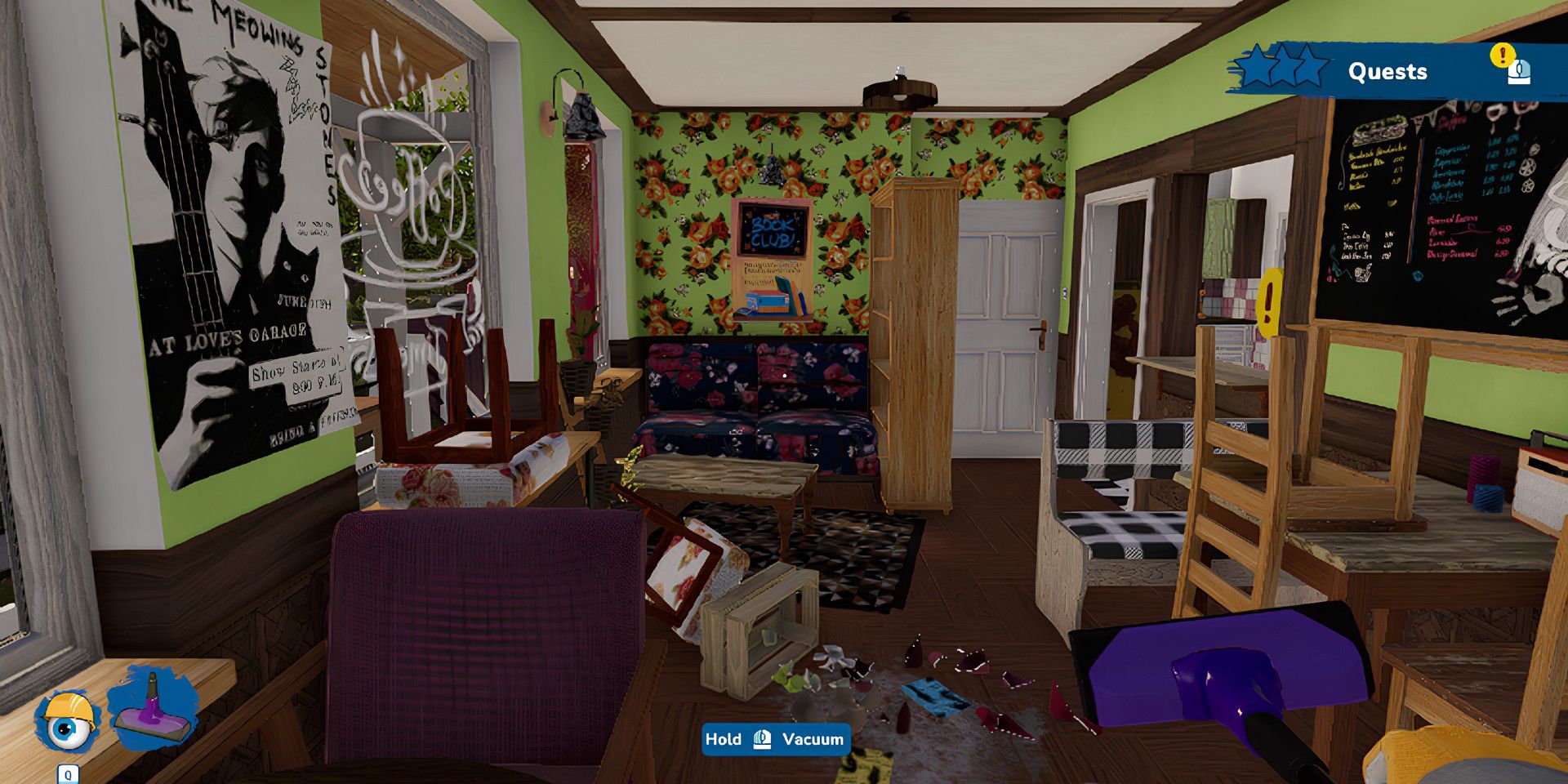 Player holding a vacuum in House Flipper 2