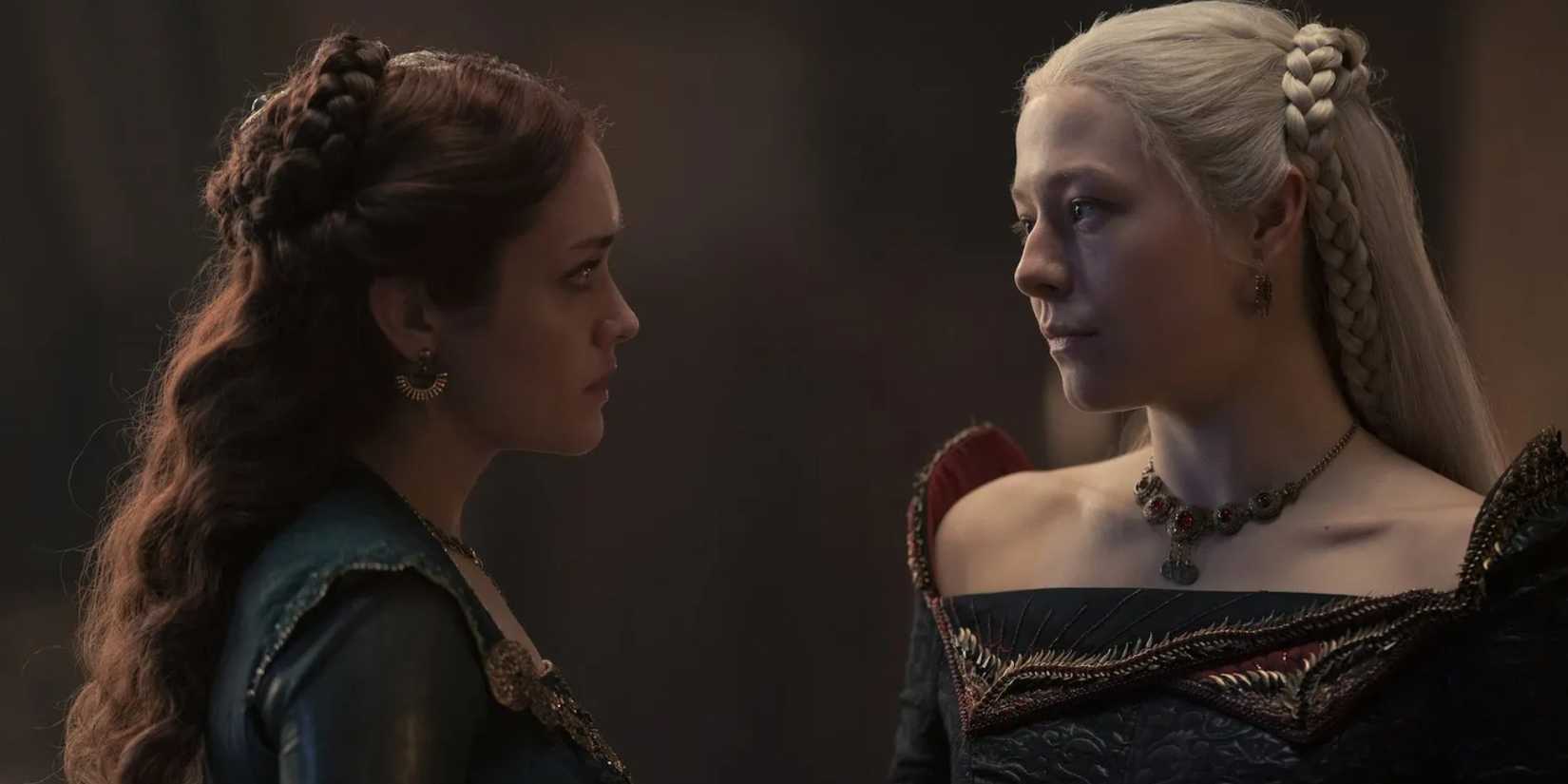 Alicent and Rhaenyra in House of the Dragon.