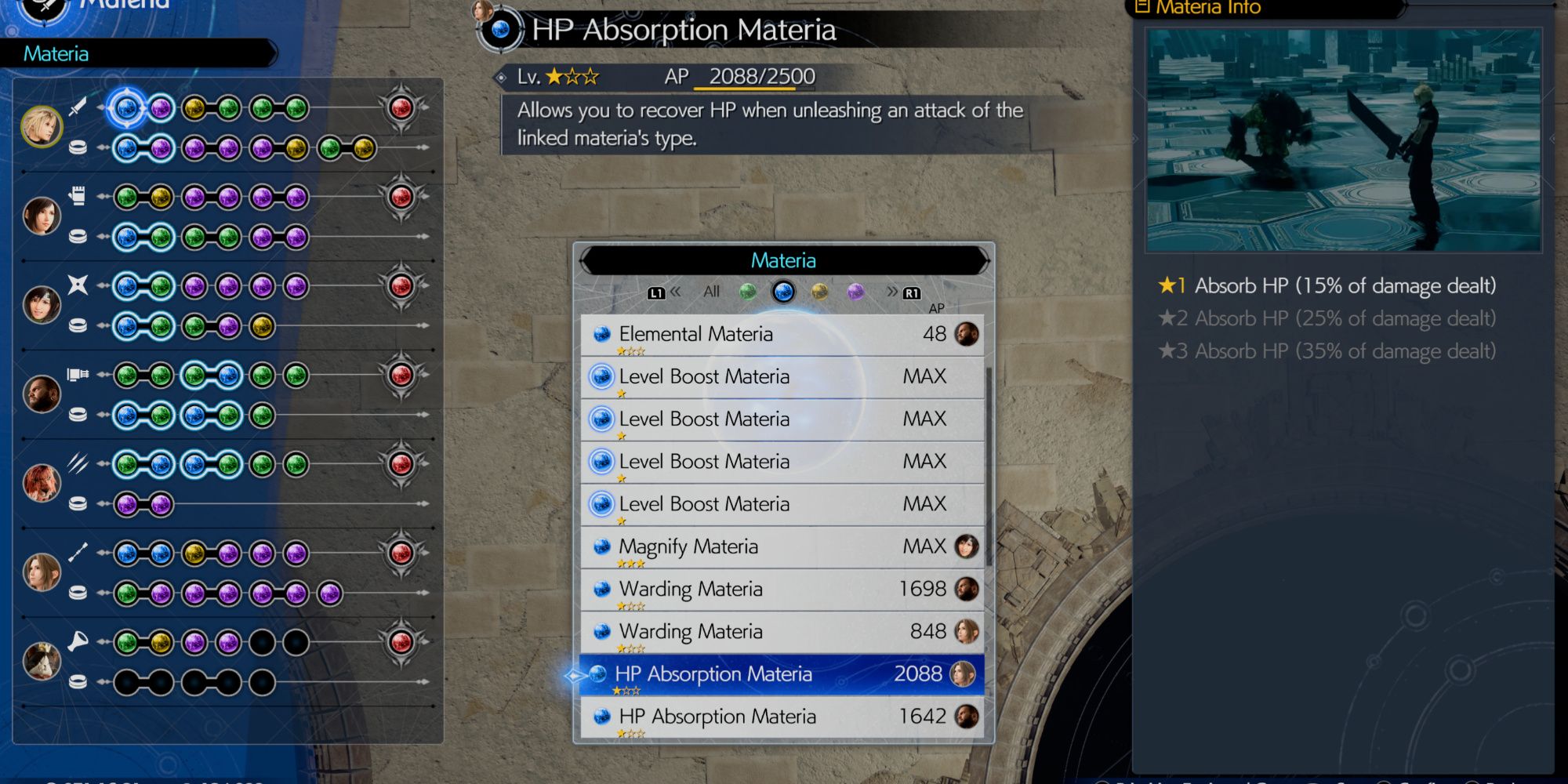 HP Absorption Materia in Final Fantasy 7 Rebirth