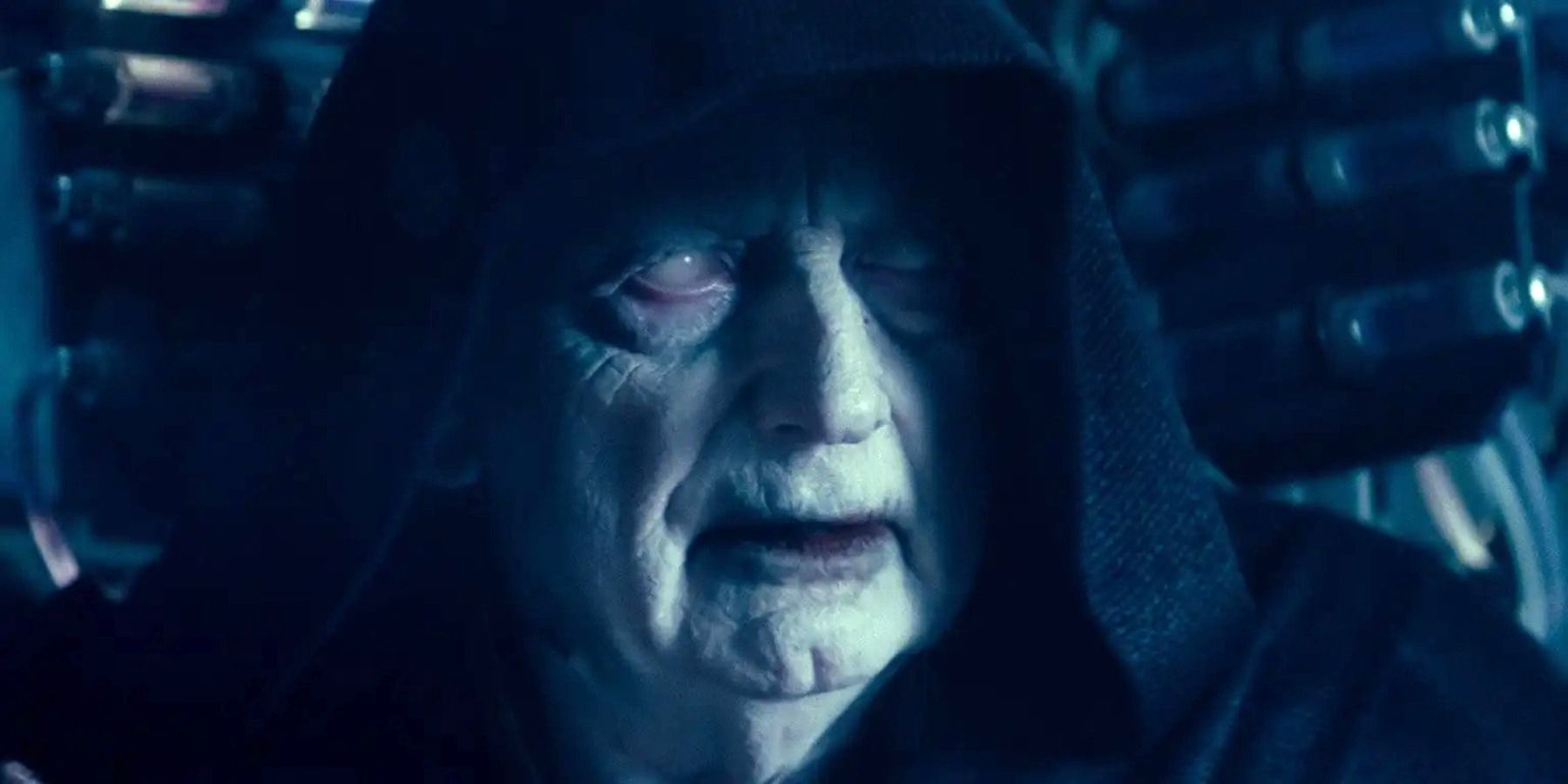 Darth Sidious or Emperor Palpatine in a robe with foggy eyes