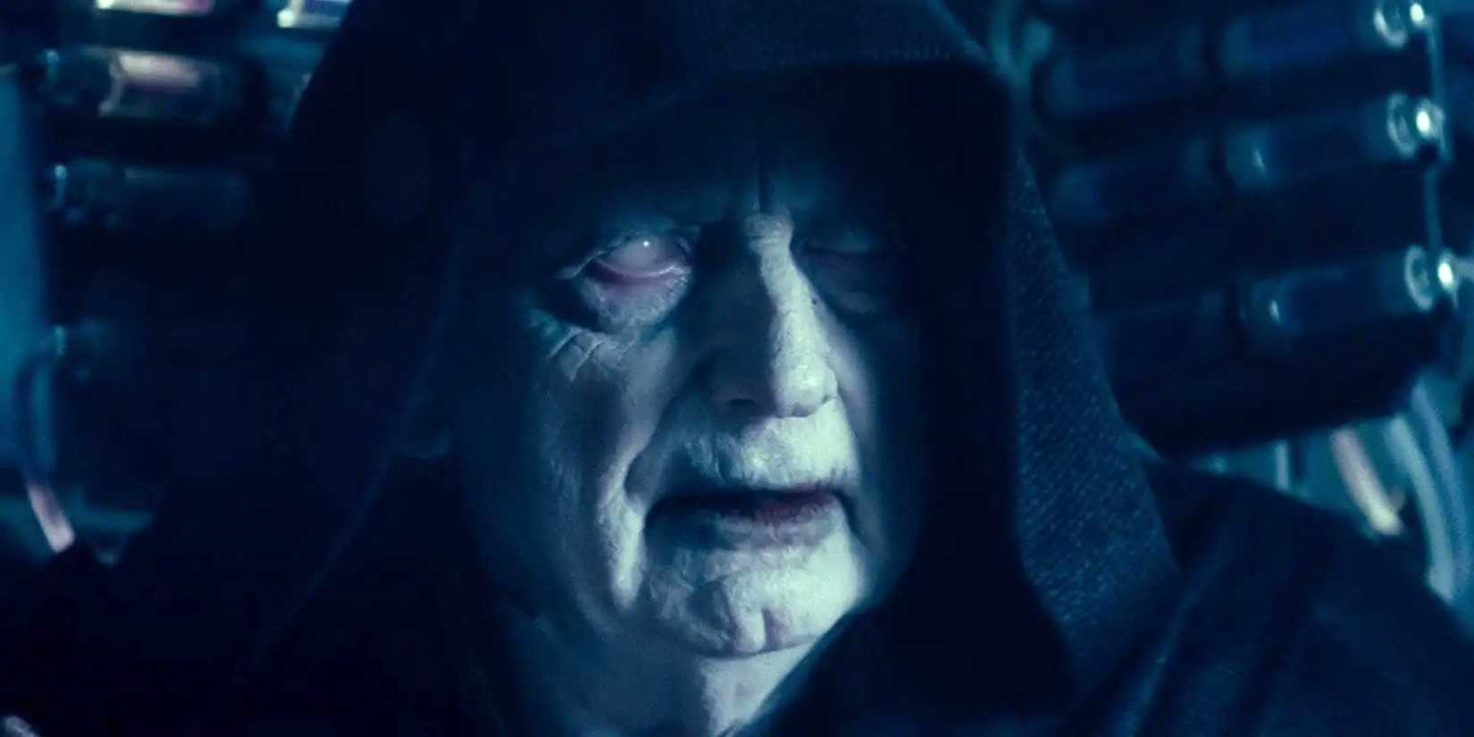 Darth Sidious or Emperor Palpatine in a robe with foggy eyes