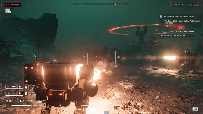 EXO-45 suits fighting bots in Helldivers 2