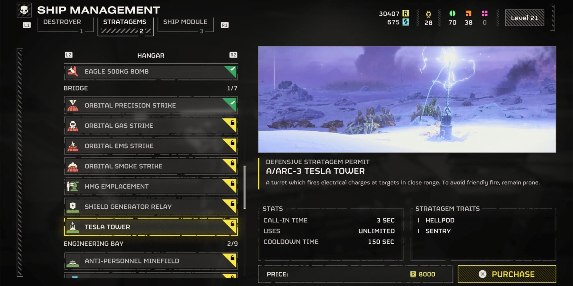 A/ARC-3 Tesla Tower In Helldivers 2