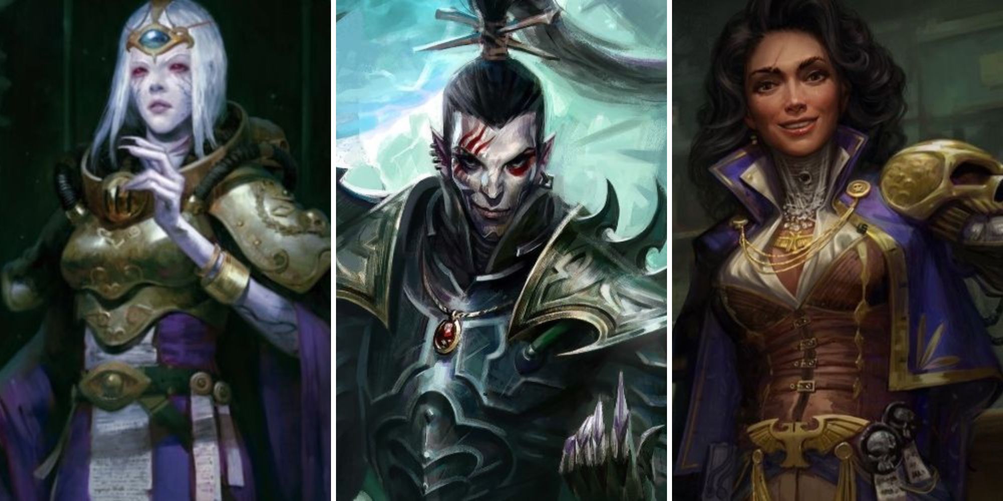 A grid of three of the romance options in Warhammer 40k: Rogue Trader