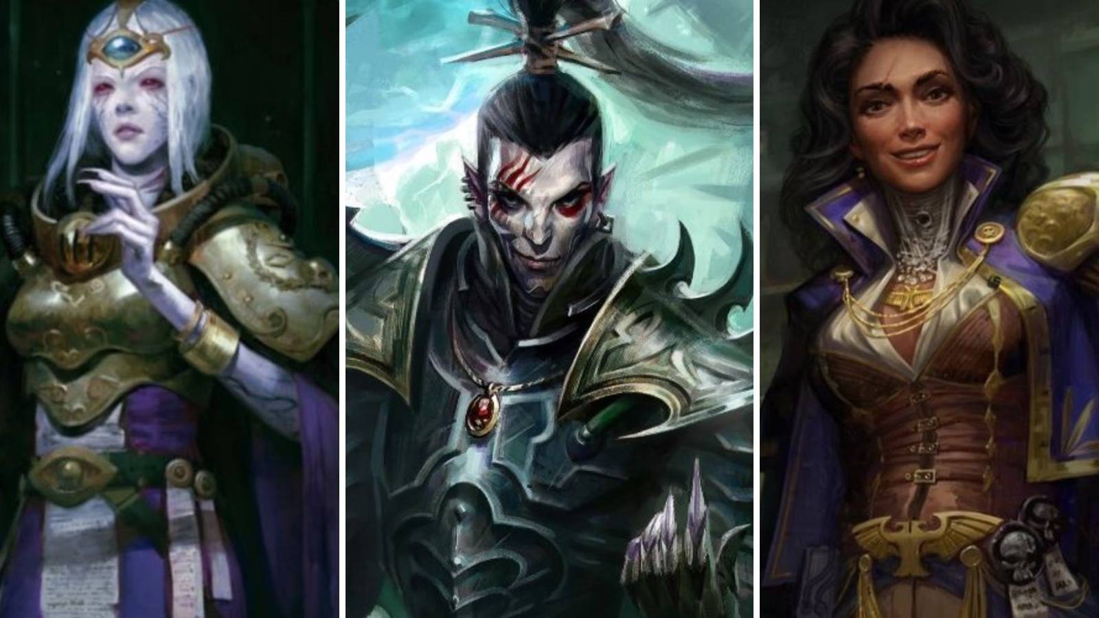 A grid of three of the romance options in Warhammer 40k: Rogue Trader