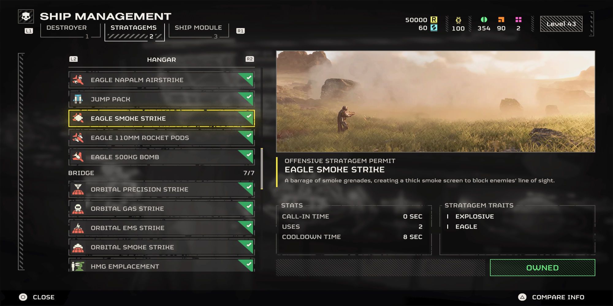 Menu Description for Eagle Smoke Strike