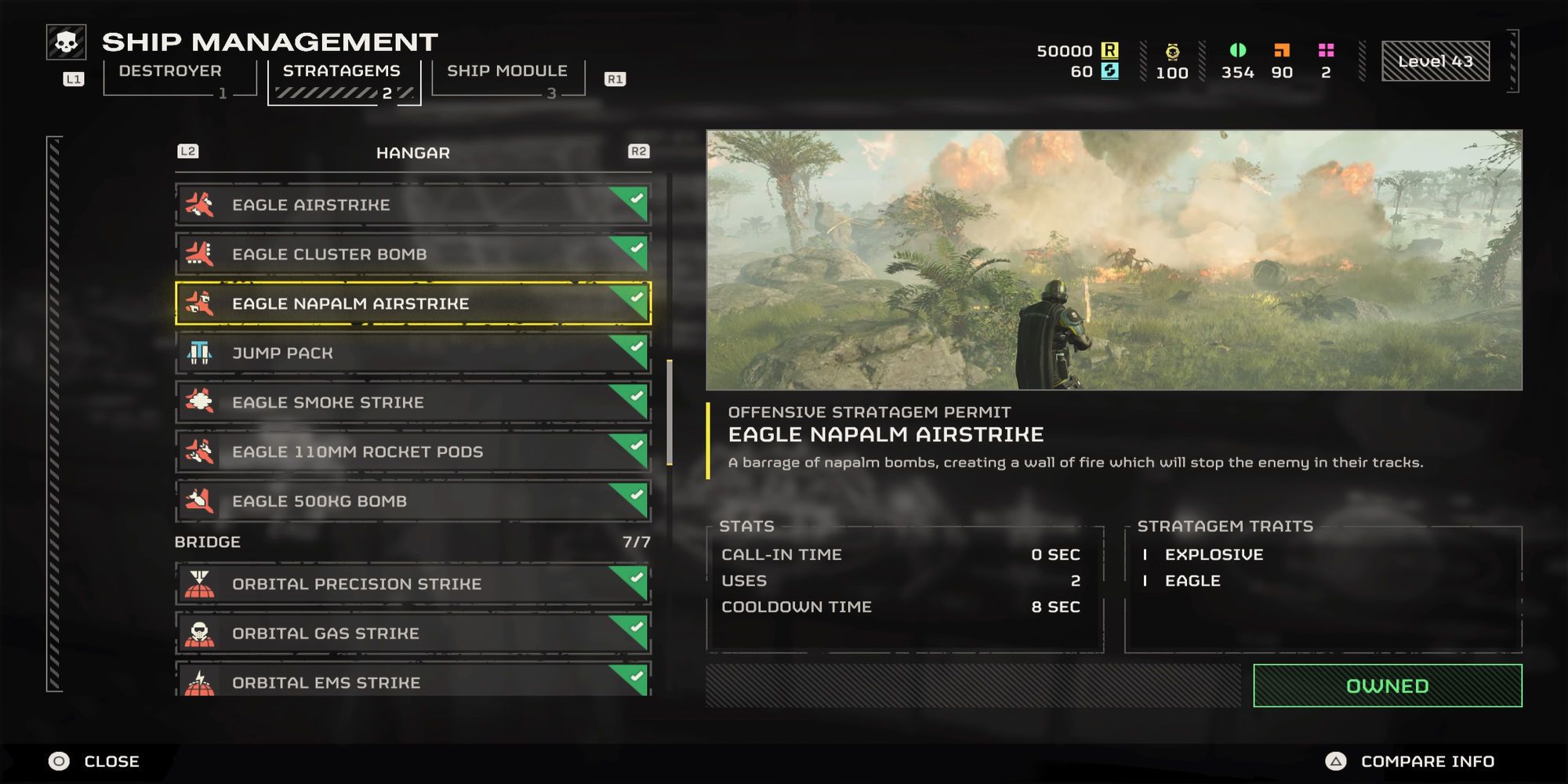 Menu Description for Eagle Napalm Airstrike