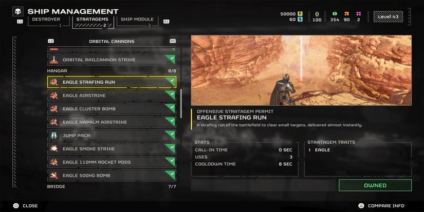 Menu Description For Eagle Strafing Run