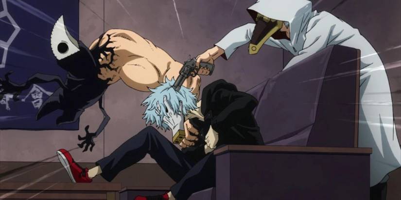 Joi Irinaka using Mimicry in order to threaten Shigaraki.
