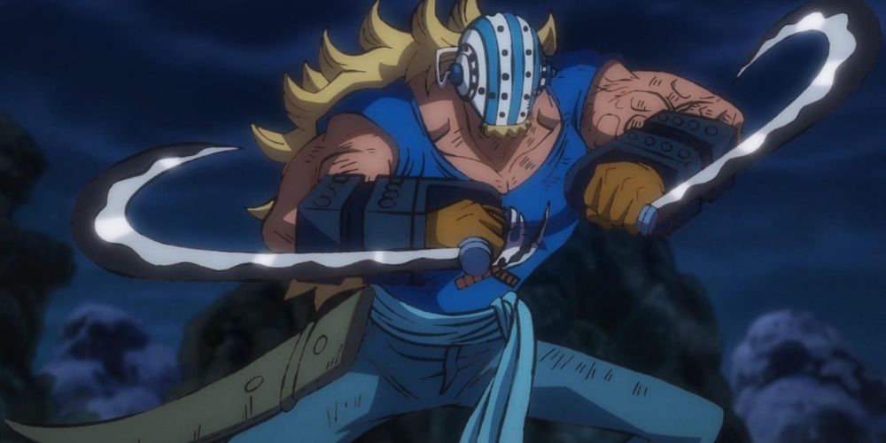 Killer wields his dual scythes against Kaido and Big Mom.