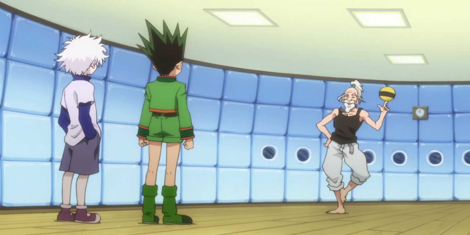 Killua, Gon, and Netero in Hunter x Hunter