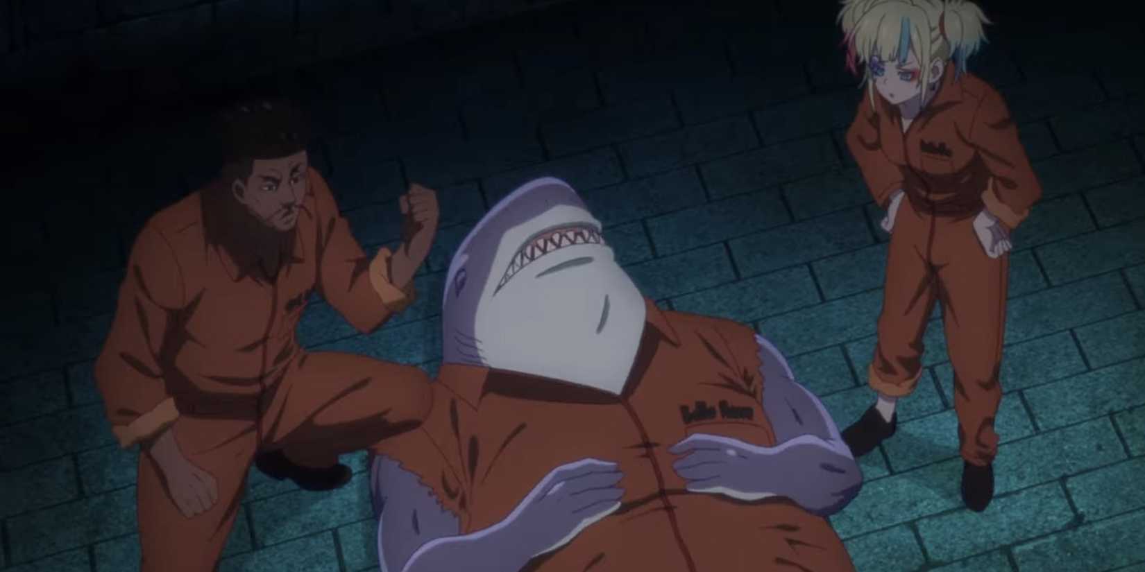 King Shark, Deadshot, and Harley Quinn in Suicide Squad Isekai