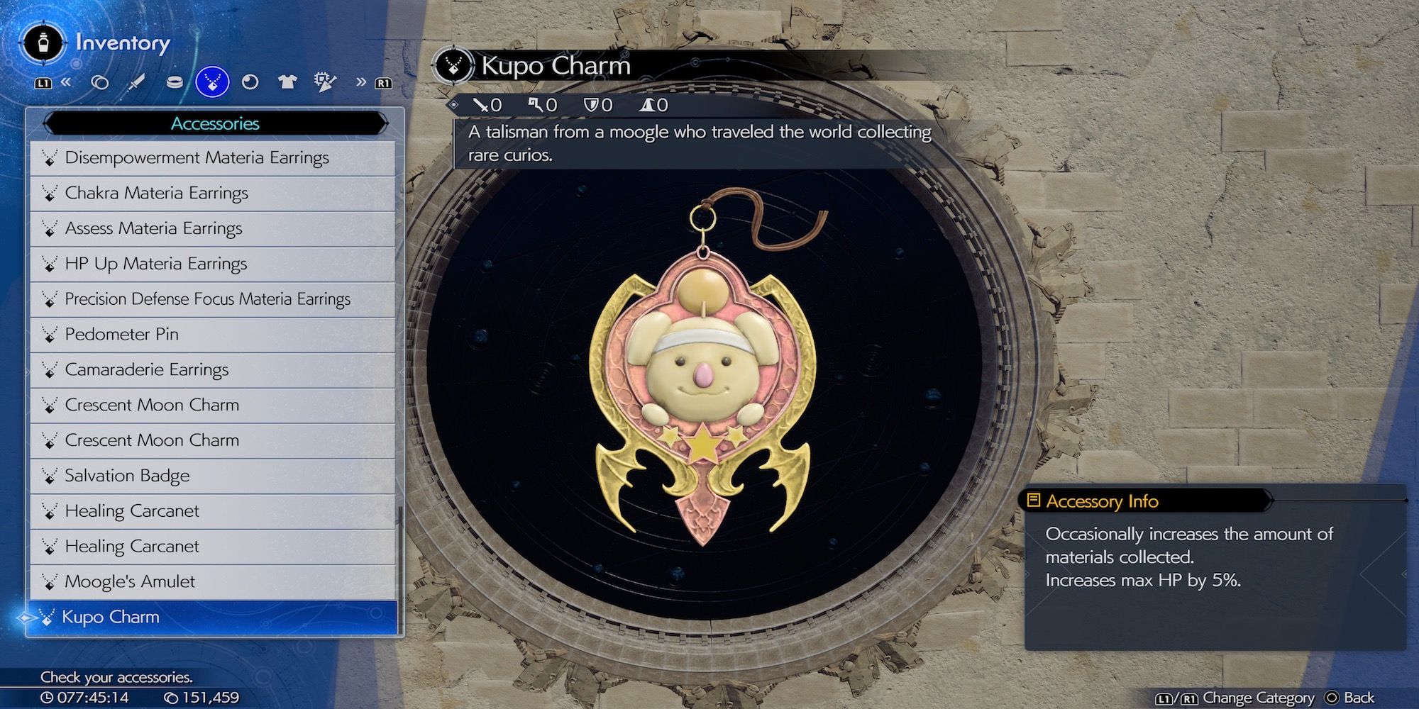 Kupo Charm accessory in Final Fantasy 7 Rebirth