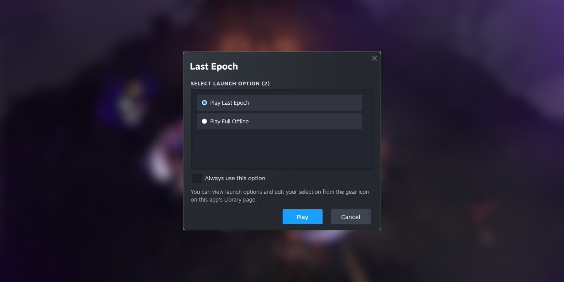 Last Epoch Online and Offline Mode Selection Screen 