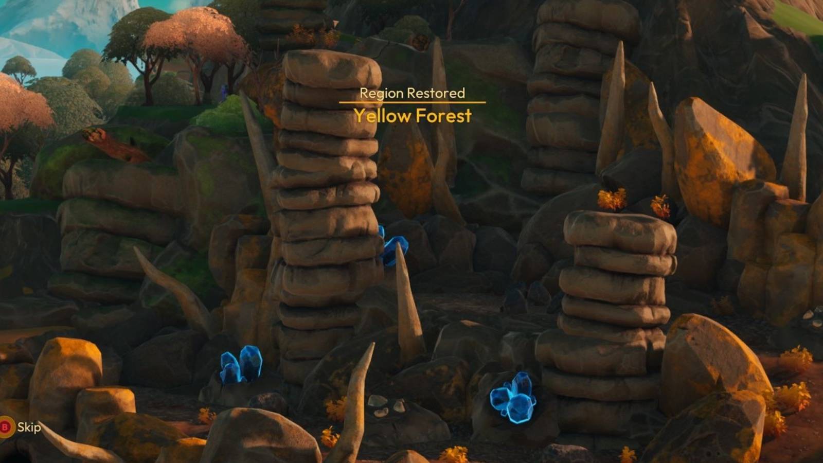 iron and crystal deposits in the yellow forest in lightyear frontier.