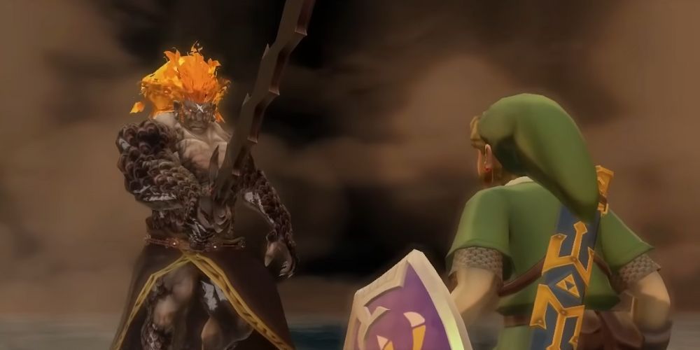 Link confronting Demise at the end of Skyward Sword.