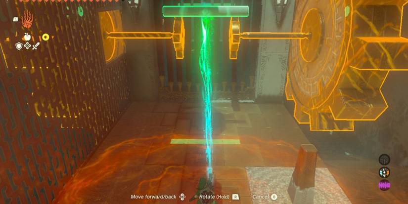 Link putting together poles and gears in the Riogok Shrine.