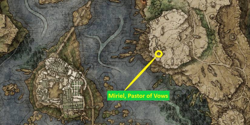 Elden Ring: Miriel, Pastor of Vows location on the map