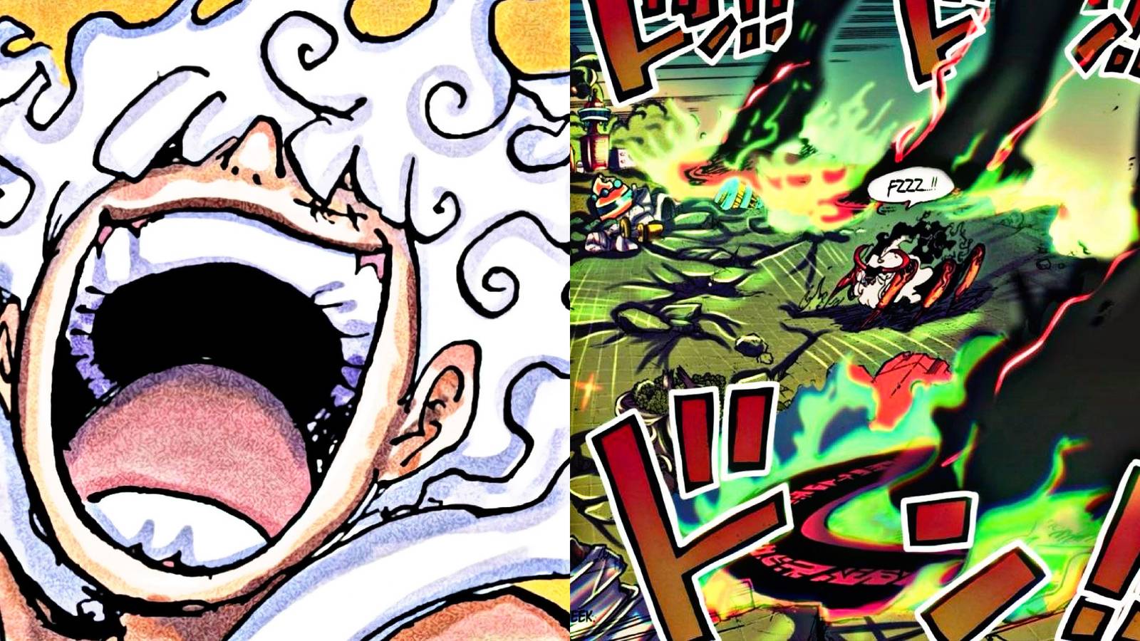 luffy vs the five elders on egghead one piece