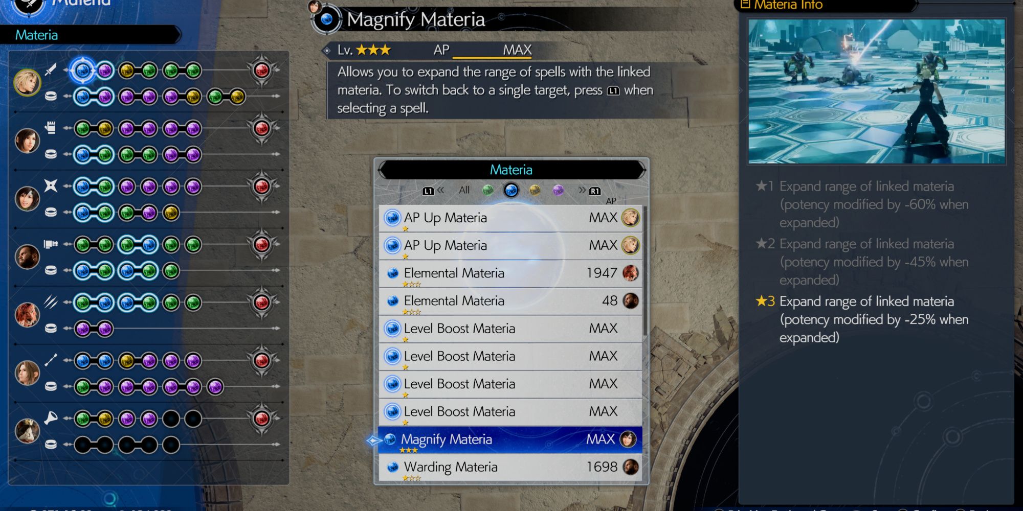 Magnify Materia in Final Fantasy 7 Rebirth