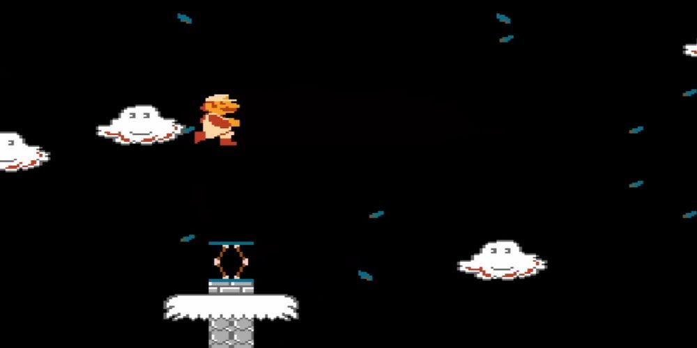 Mario jumping in Level C-3 of The Lost Levels.