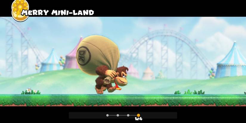 donkey kong enter merry mini-land, world four