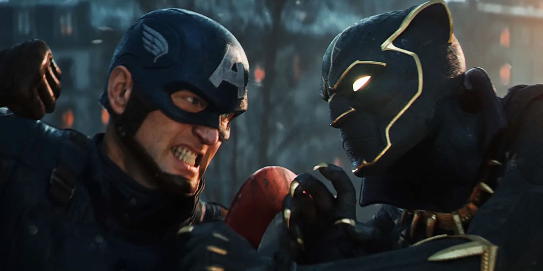 A screenshot of Captain America and Black Panther fighting in Marvel 1943: Rise of Hydra.