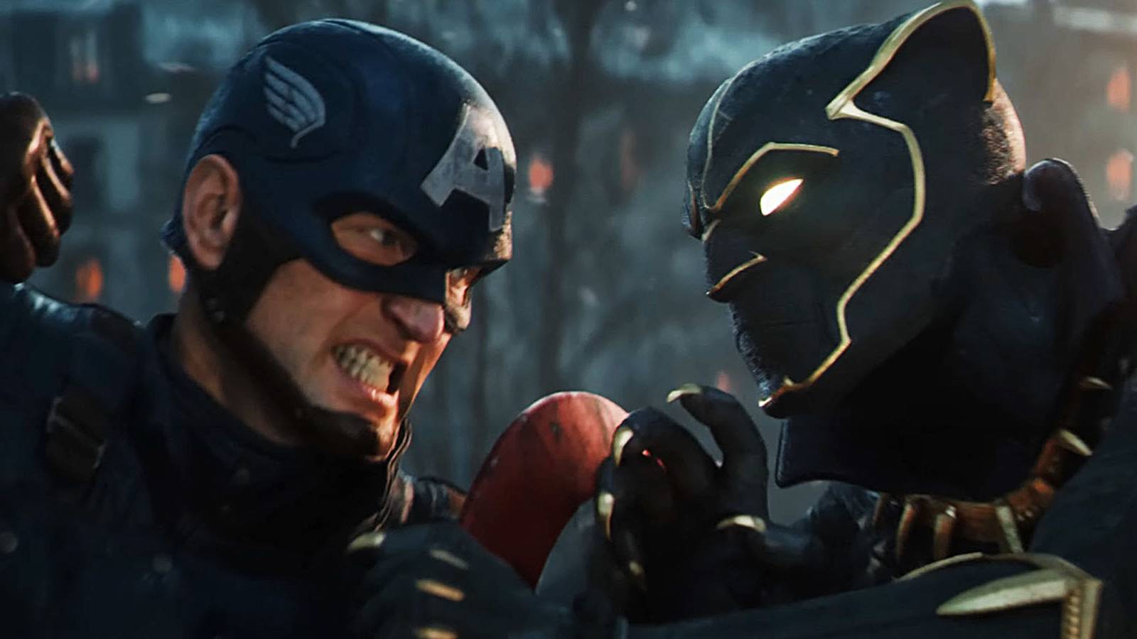 A screenshot of Captain America and Black Panther fighting in Marvel 1943: Rise of Hydra.