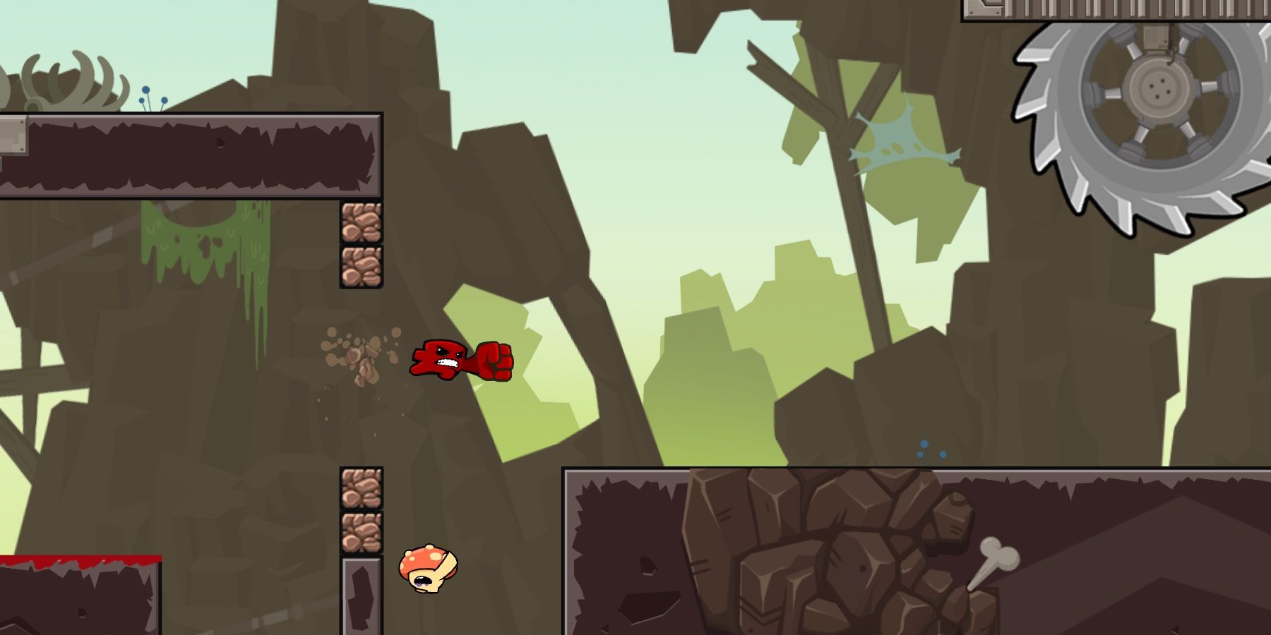 Meat Boy with a punching stance in Super Meat Boy Forever