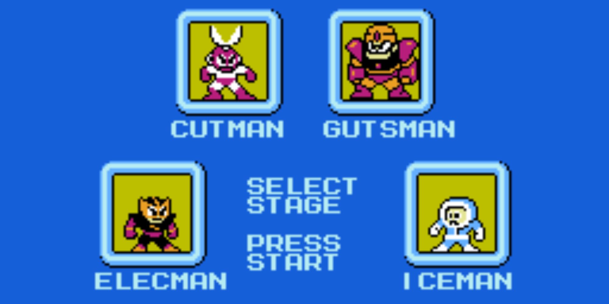 The Mega Man 1 boss select screen