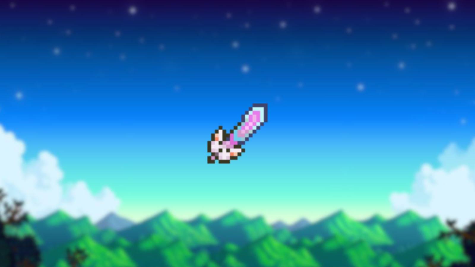 Meowmere in Stardew Valley