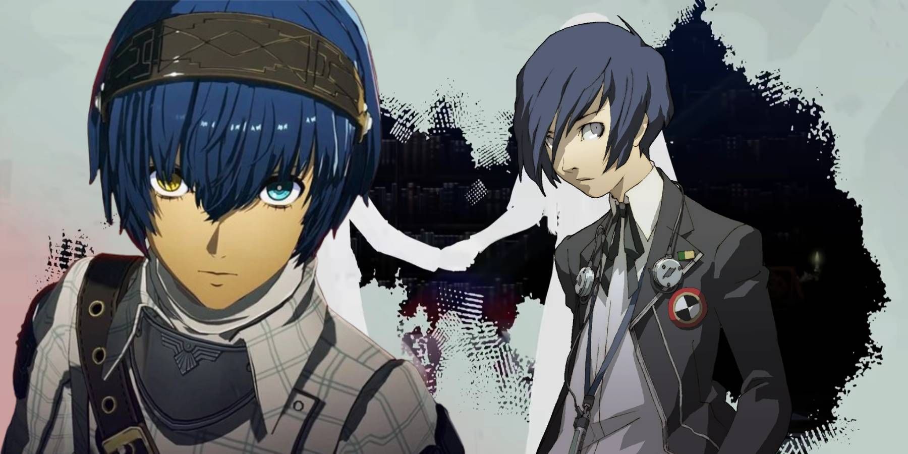 The protagonists of Metaphor: ReFantazio and Persona 3 over a shot of a handshake from Metaphor: ReFantazio