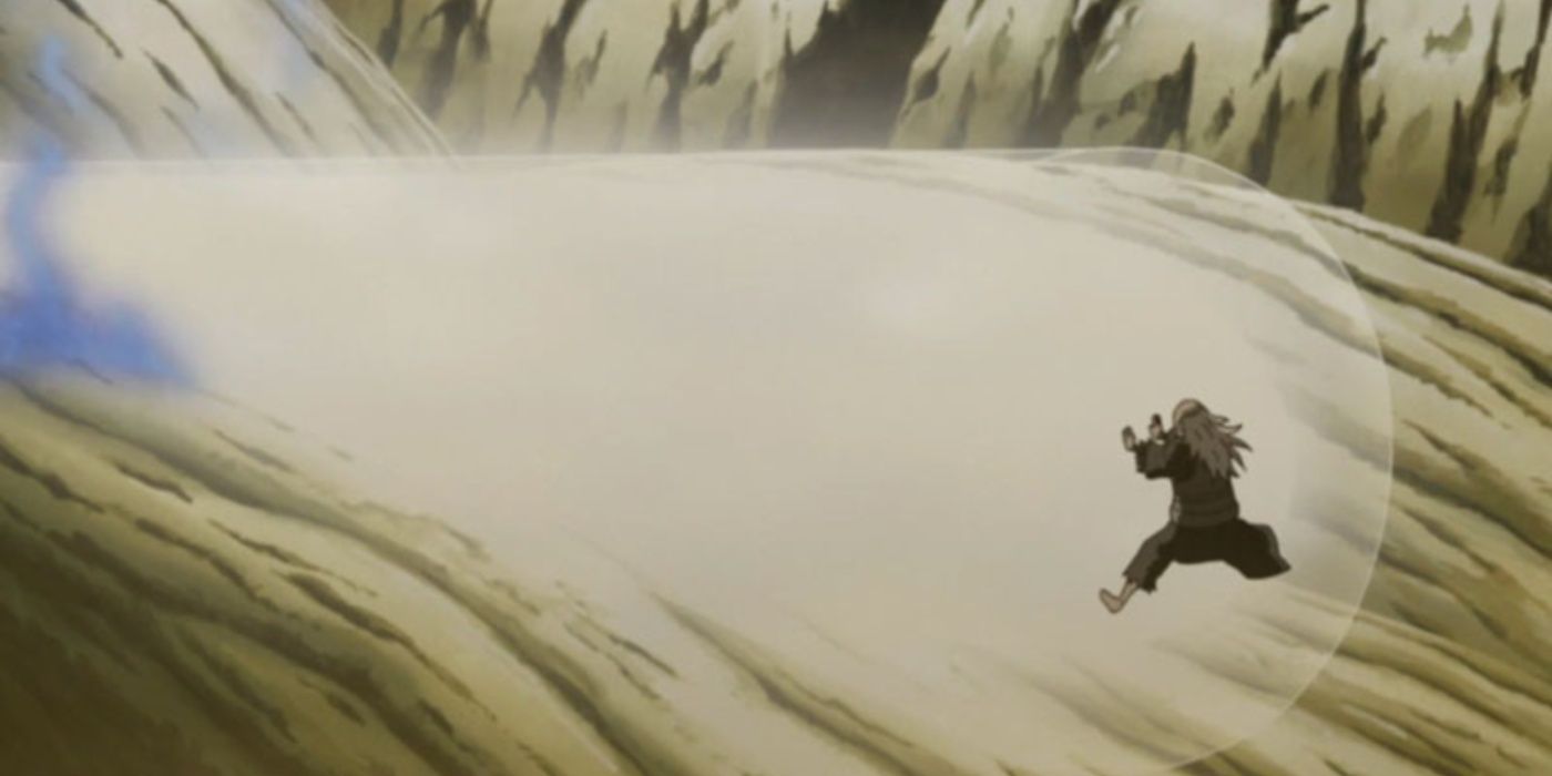 Onoki uses Dust Release against Madara Uchiha during the Fourth Ninja War in Naruto: Shippuden.