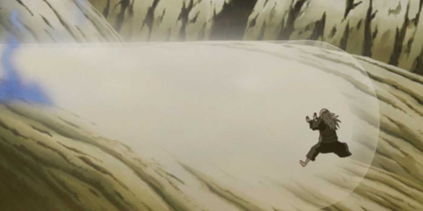 Onoki uses Dust Release against Madara Uchiha during the Fourth Ninja War in Naruto: Shippuden.