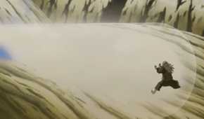 Onoki using Dust Release against Madara Uchiha during the 4th Great Ninja War in Naruto: Shippuden