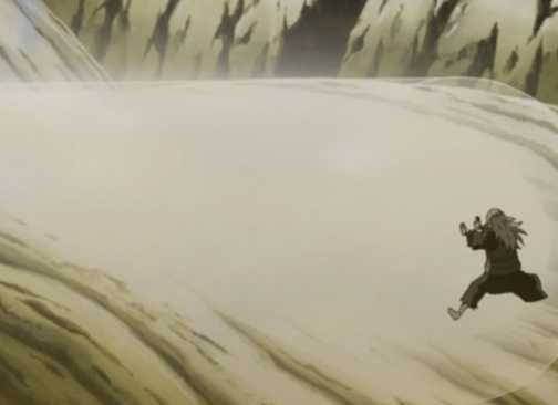 Onoki using Dust Release against Madara Uchiha during the 4th Great Ninja War in Naruto: Shippuden
