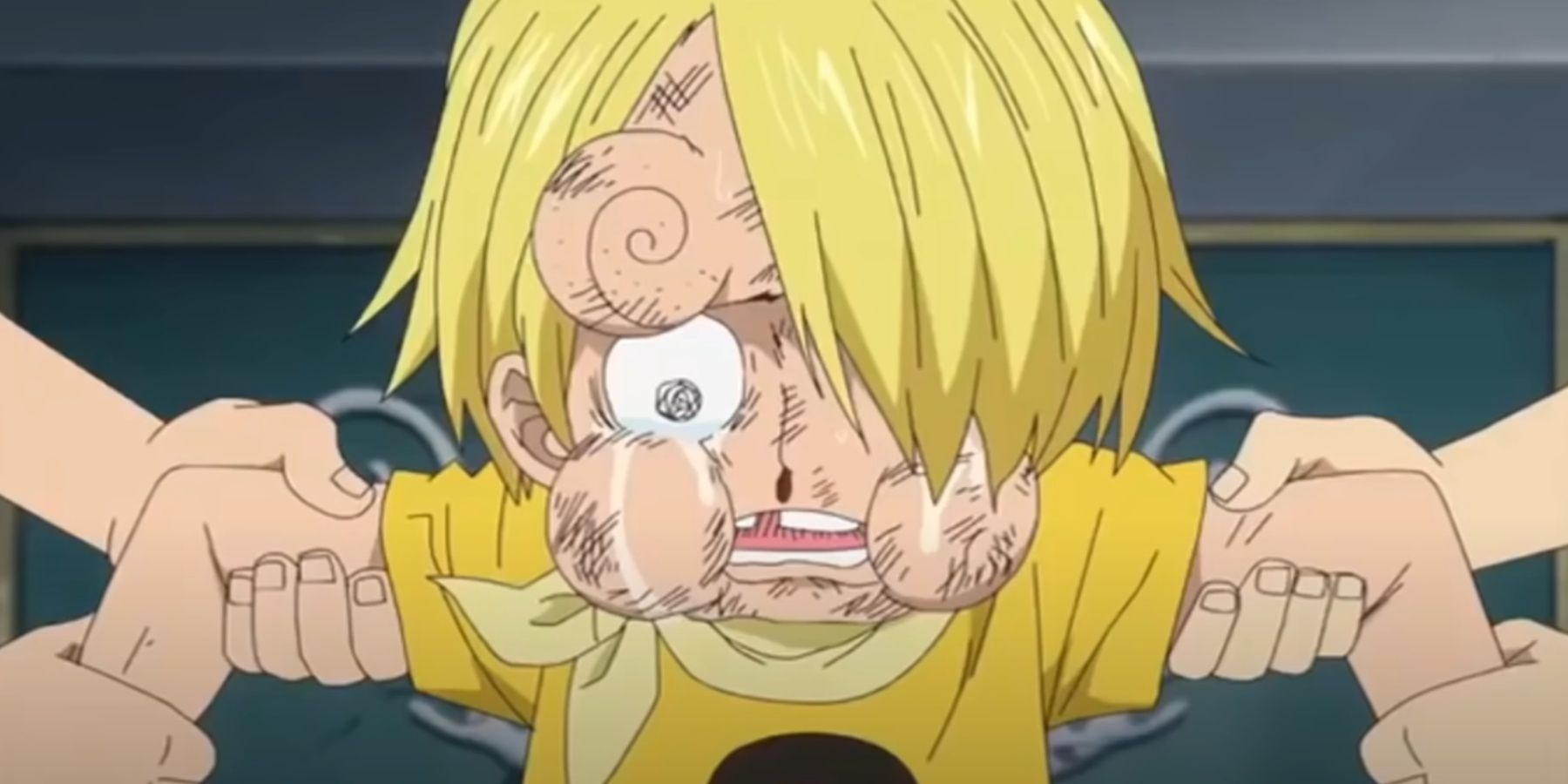 Young Sanji getting beat up by his siblings in One Piece