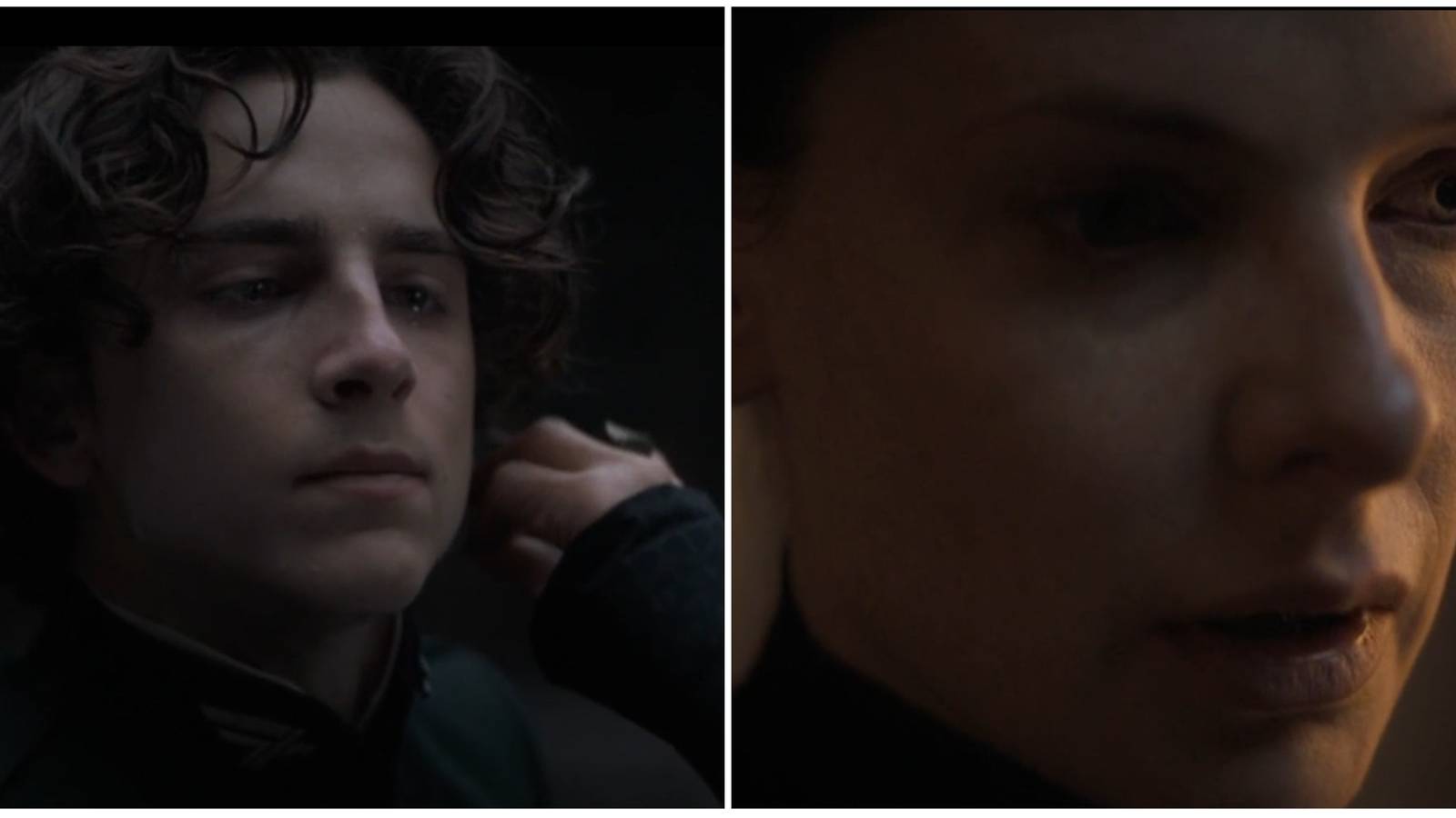 Split image of Paul Atreides and Lady Jessica in Dune.