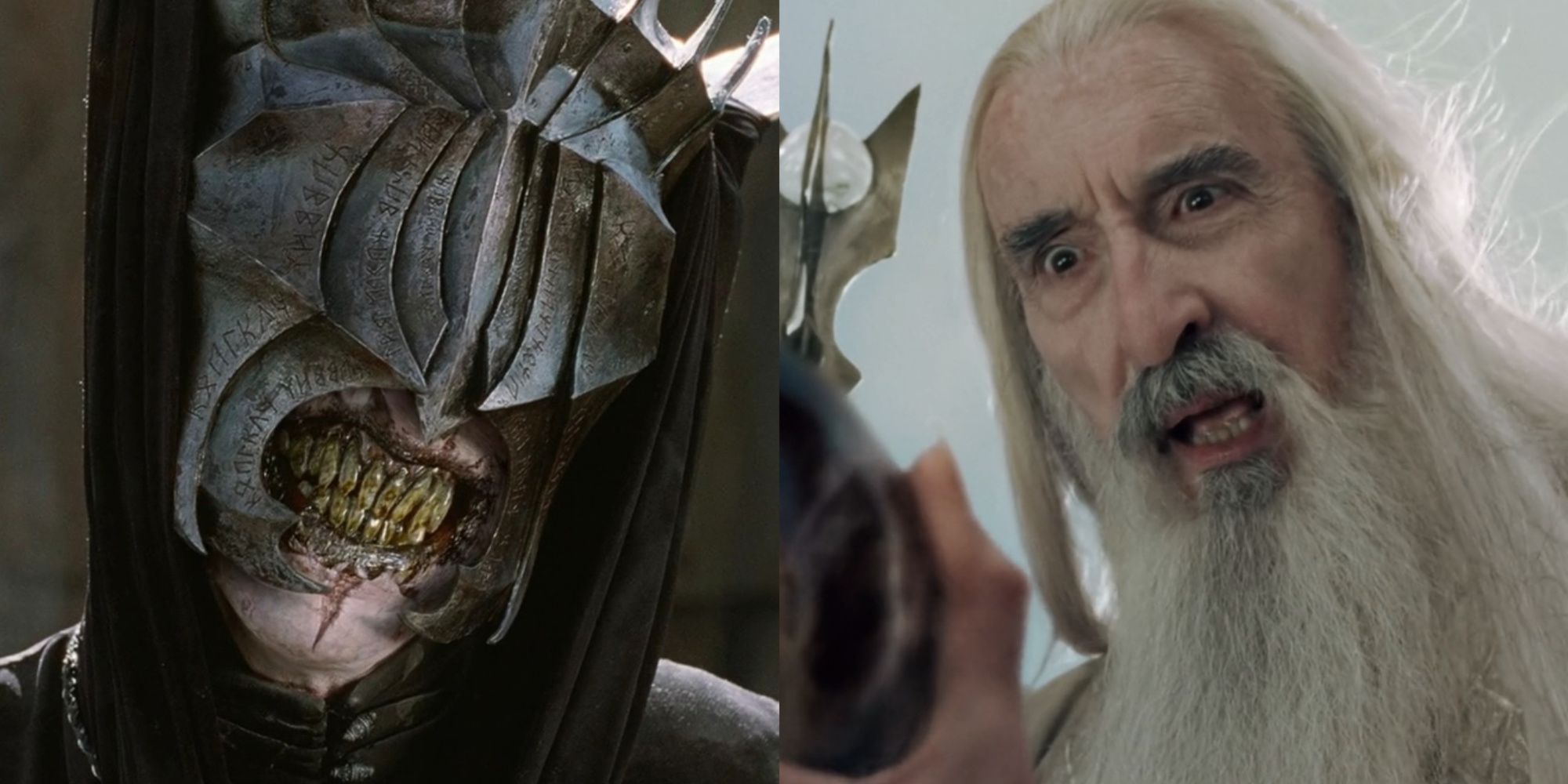 Split image of The Mouth of Sauron and Saruman
