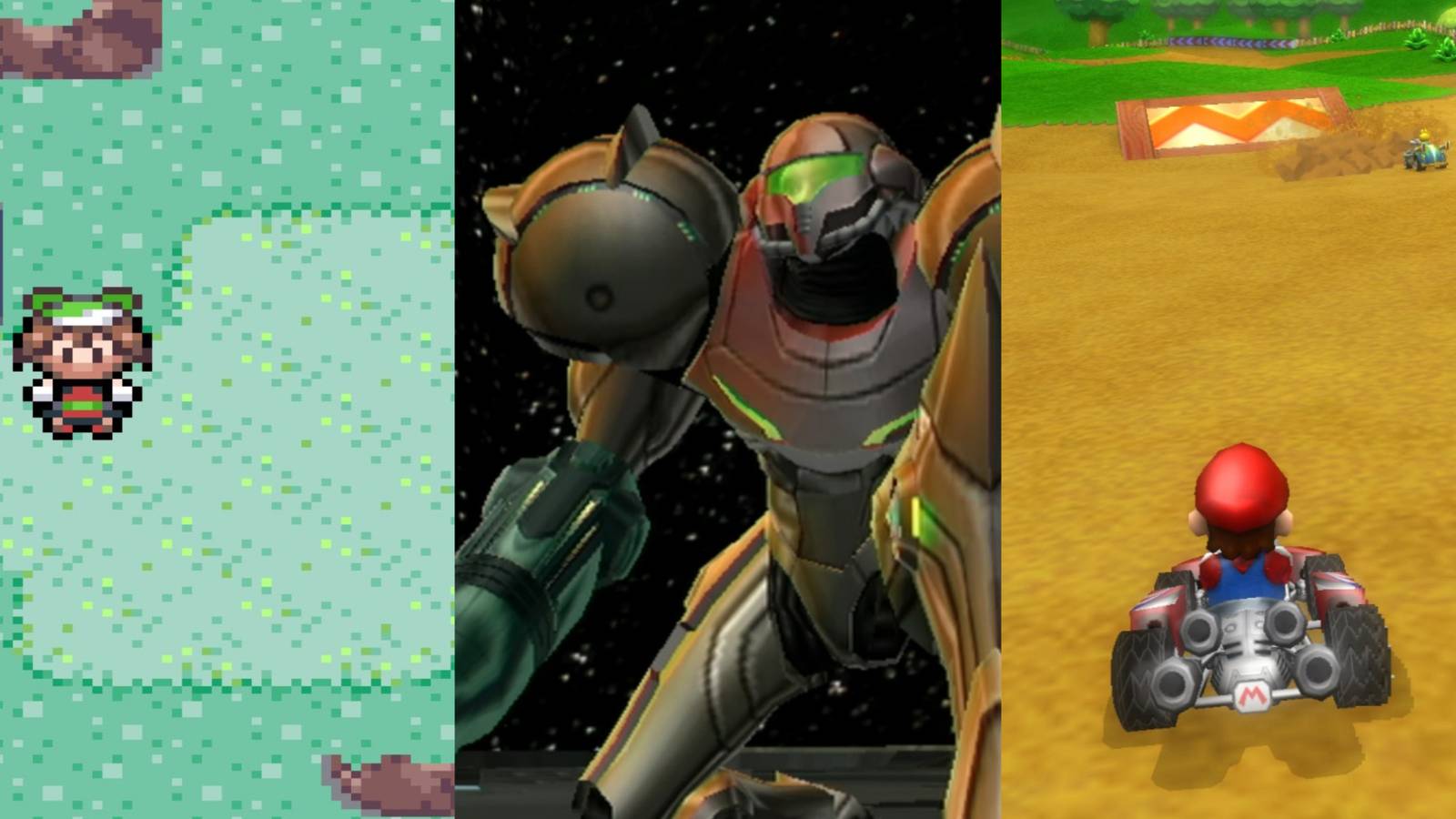 collage of 3 2000s nintendo games