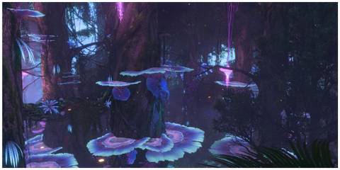 Avatar frontiers of pandora bioluminescence forest during evening