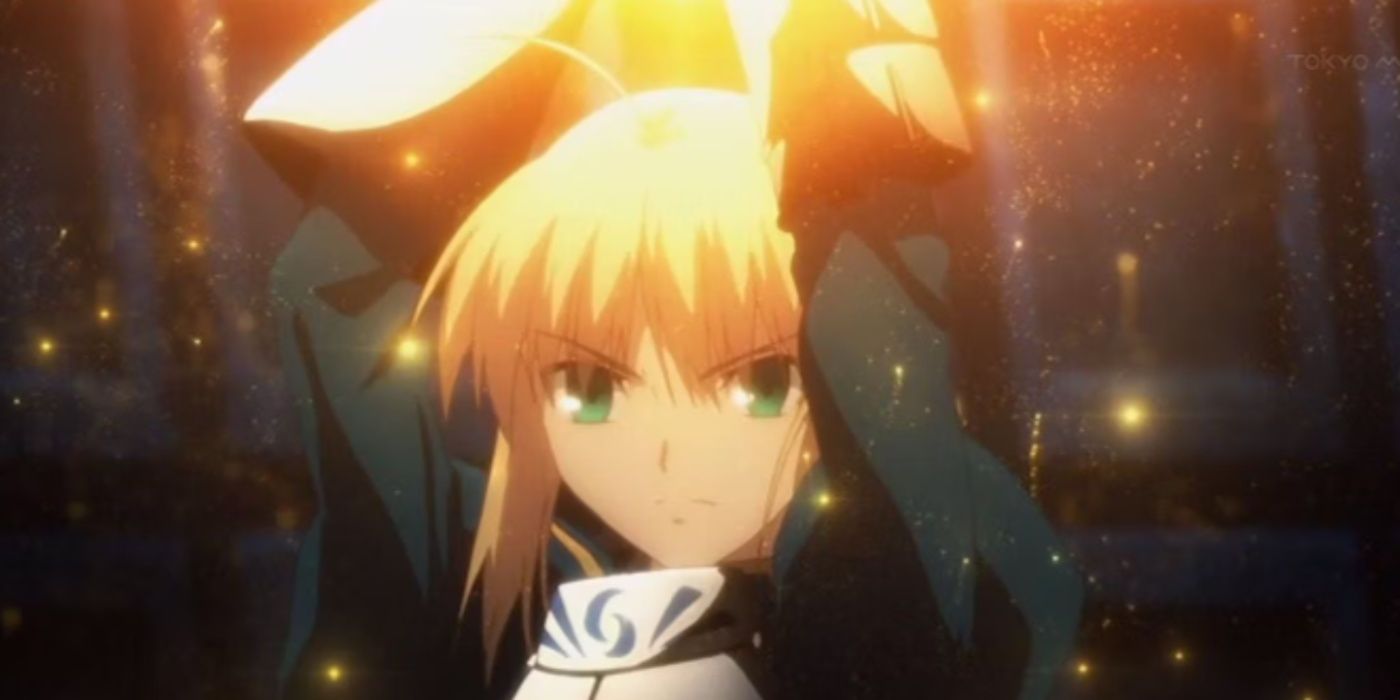 Saber preparing to unleash her Noble Phantasm in Fate/Zero