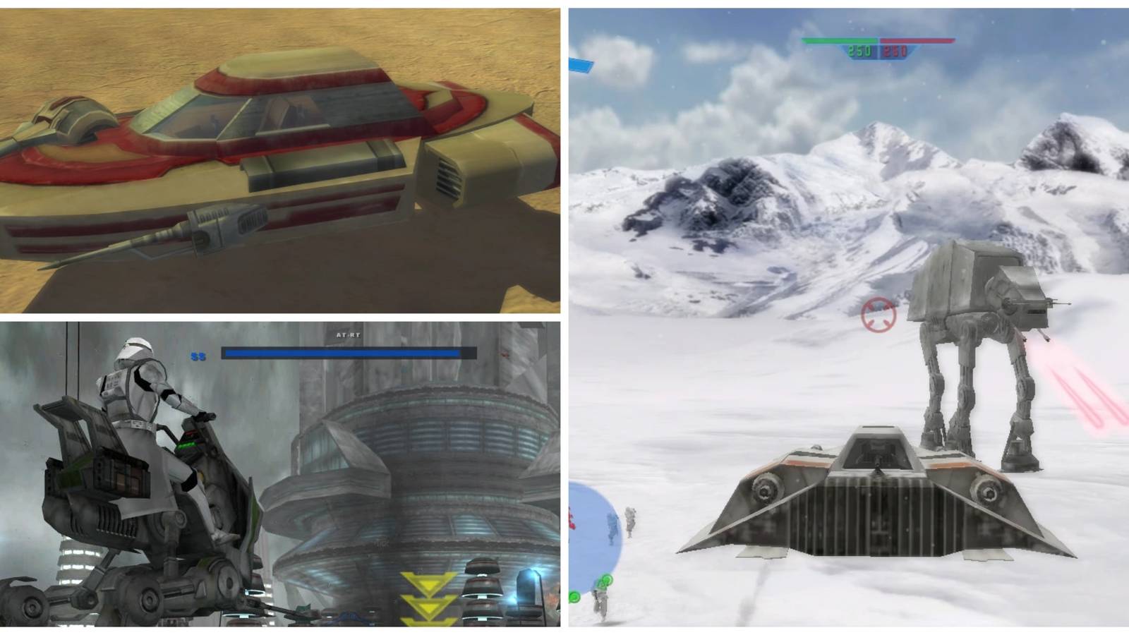at-rt, at-at vs snowspeeder, rebel landspeeder