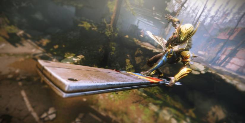 Warlock from Destiny 2 Riding a Skimmer