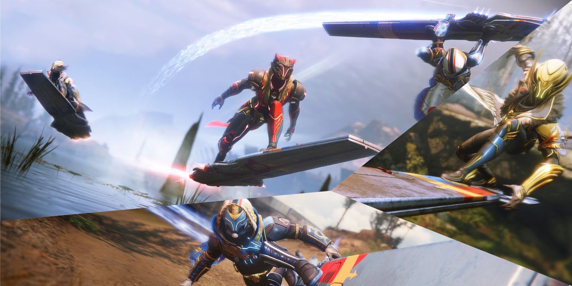 Collage of Guardians on Skimmers from Destiny 2