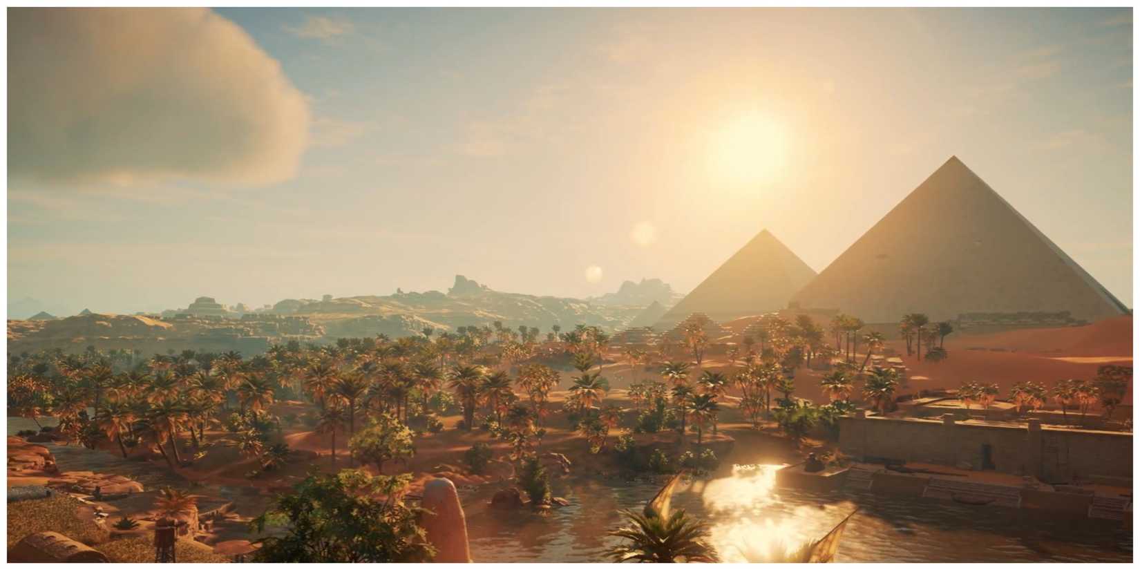 Assassin's creed origins pyramids near the oasis screenshot
