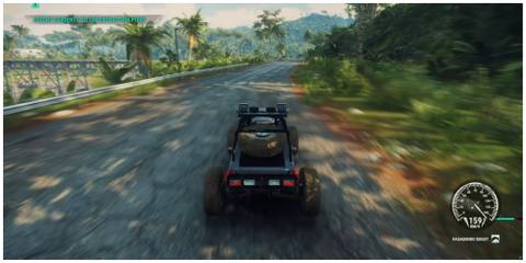 Just cause 4 main character escorting an NPC in a buggy during a mission