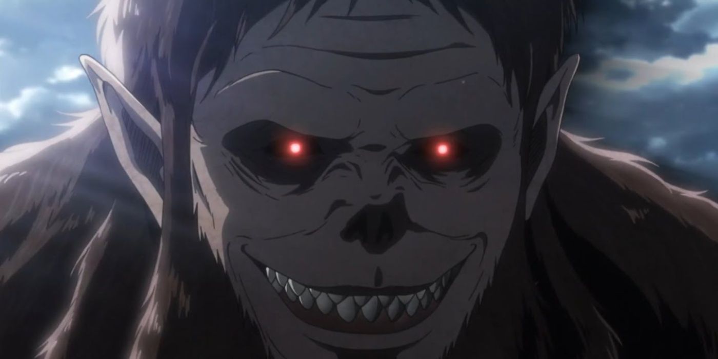 The Beast Titan Smiling after the Survey Corps is decimated in Attack on Titan